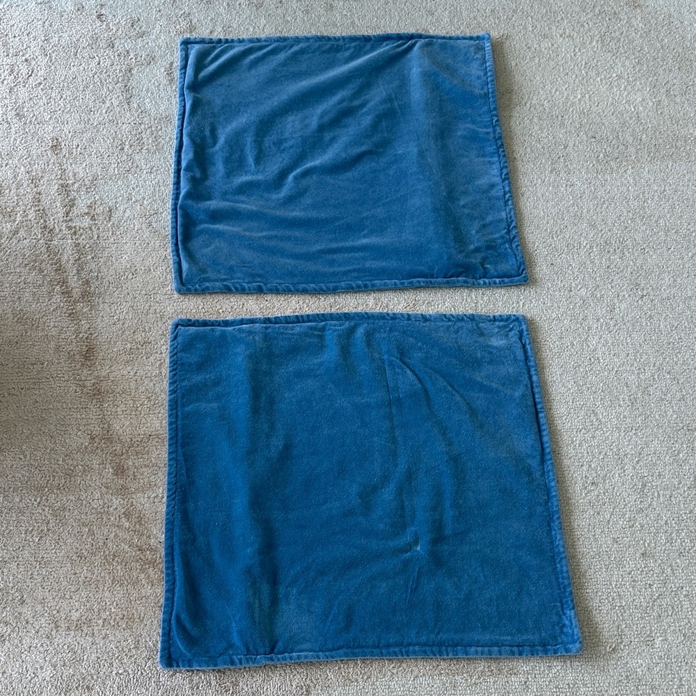 Edgar blue velvet style throw pillow covers (set of 2) ~20 inch square